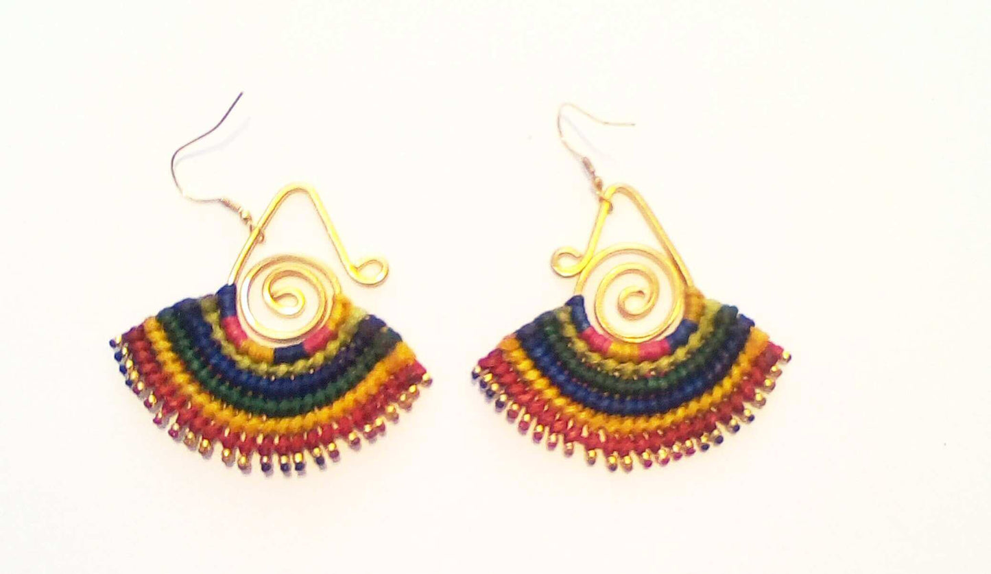 Fan Shaped Multicoloured Earrings