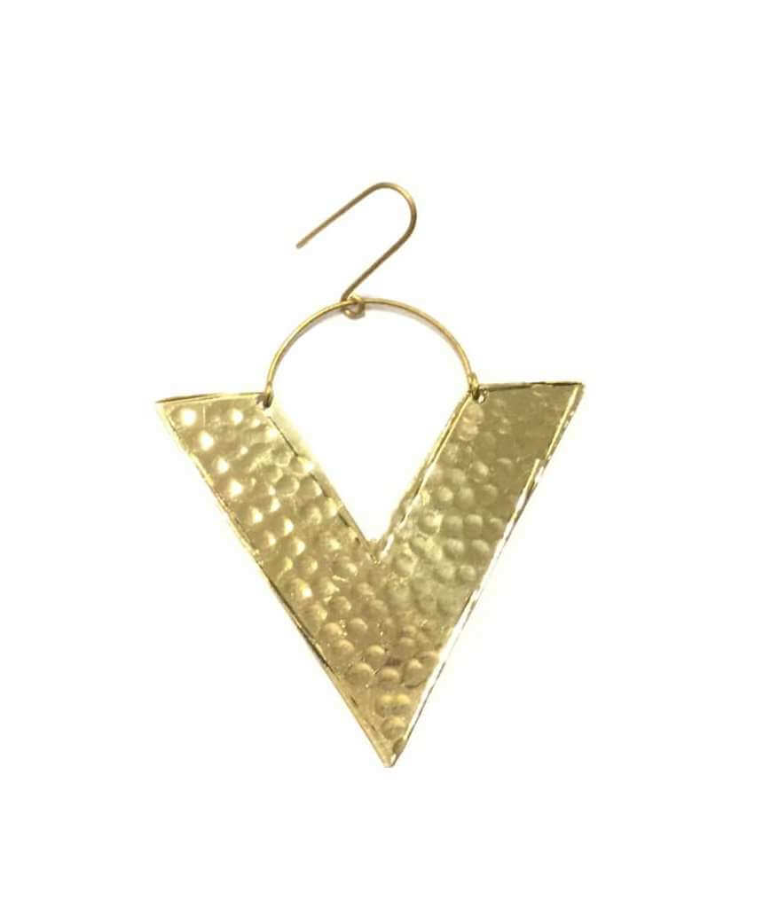 Gold Big Triangle Earrings