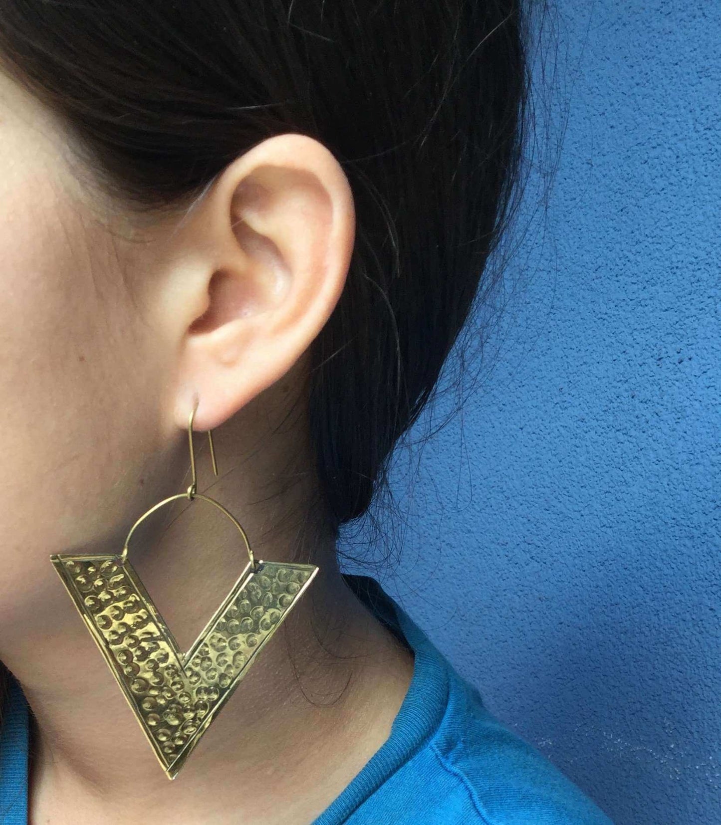 Gold Big Triangle Earrings