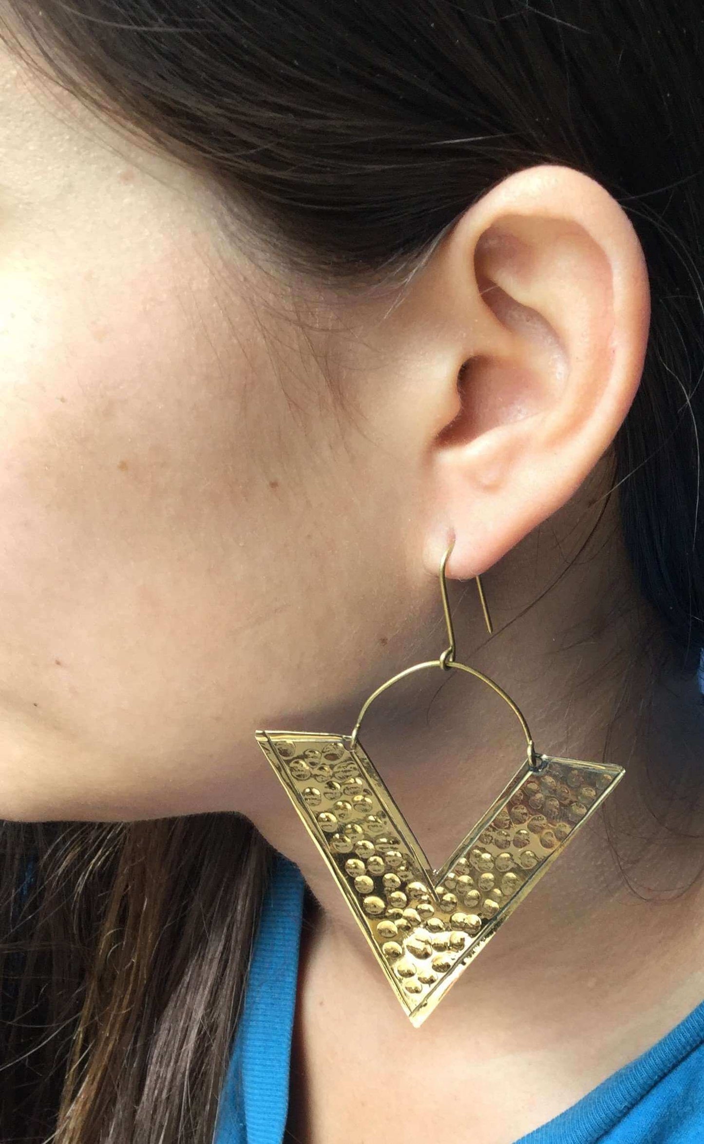 Gold Big Triangle Earrings