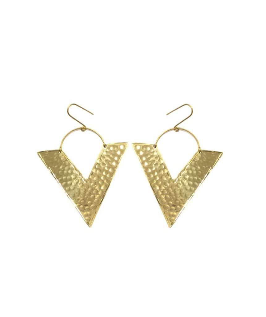 Gold Big Triangle Earrings