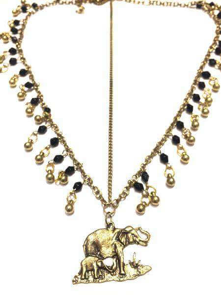 Gold Black Elephant HeadChain