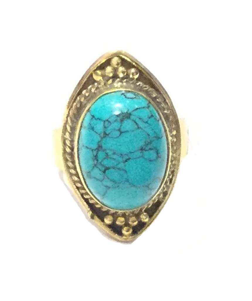 Gold Boho Ring with Turquoise Stone