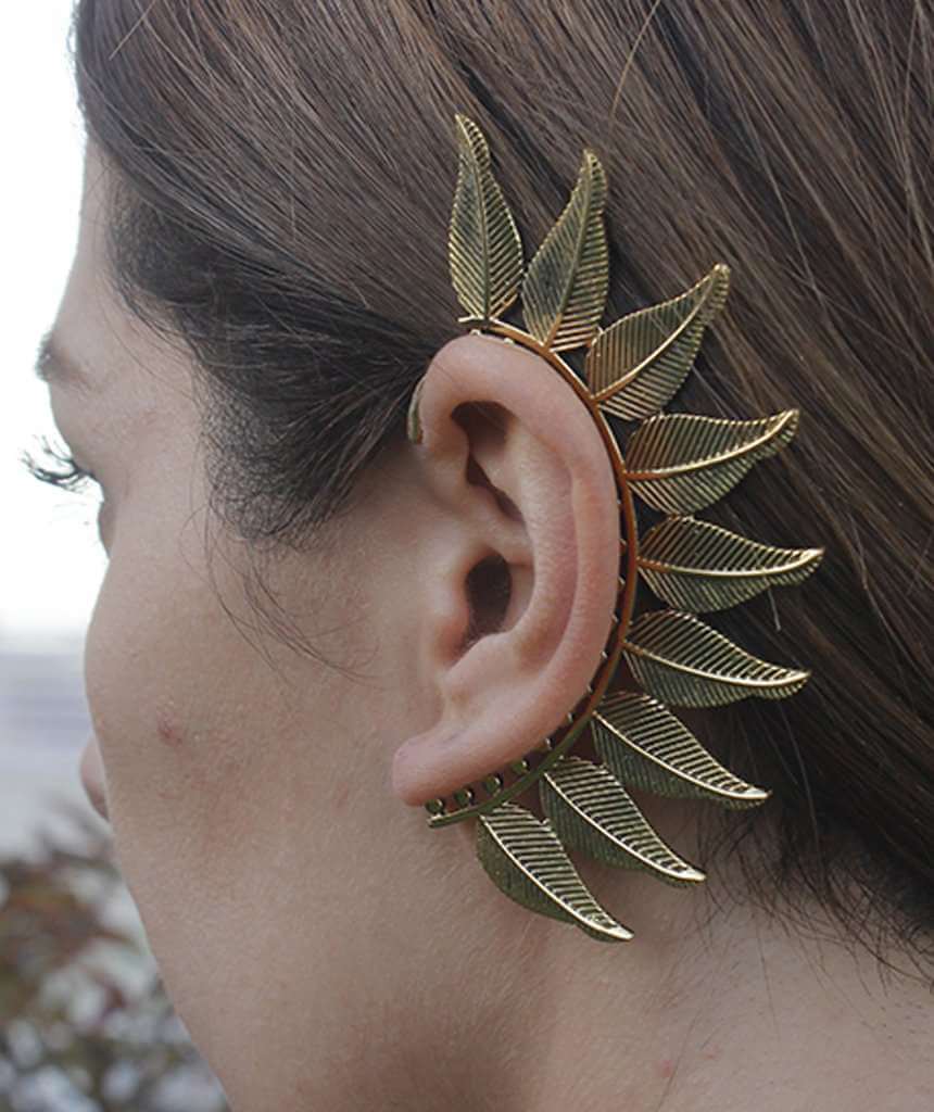 Gold Bold Boho Leaf Earcuff