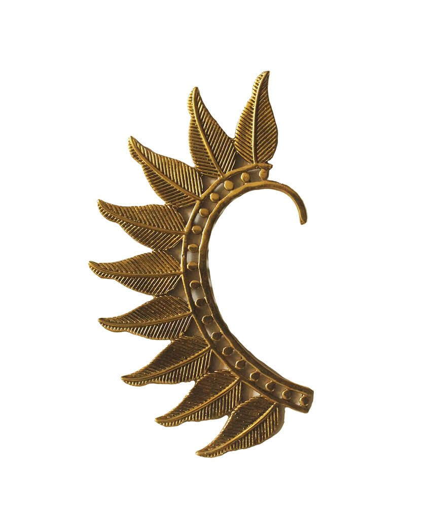 Gold Bold Boho Leaf Earcuff