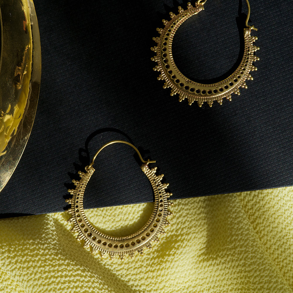 Gold Circular Hoop Earrings