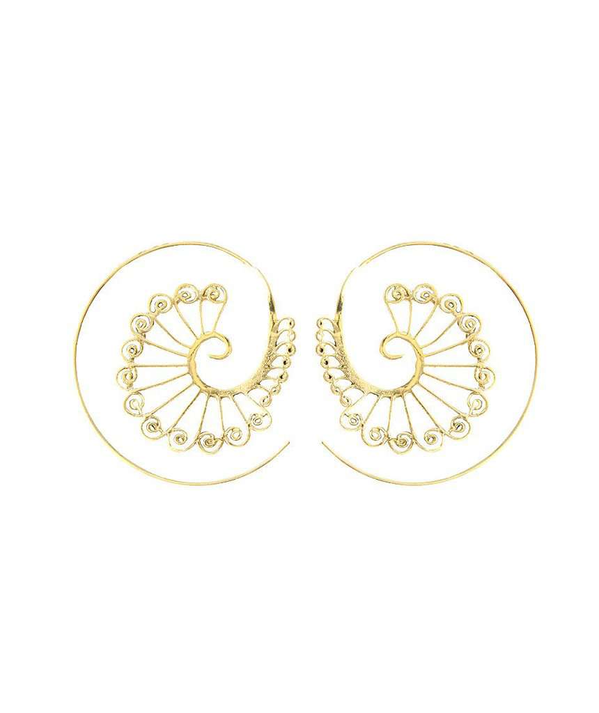 Gold Circular Peacock Earrings