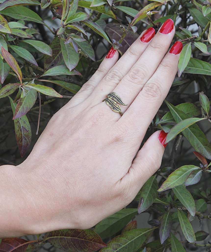 Gold Double Feather Ring