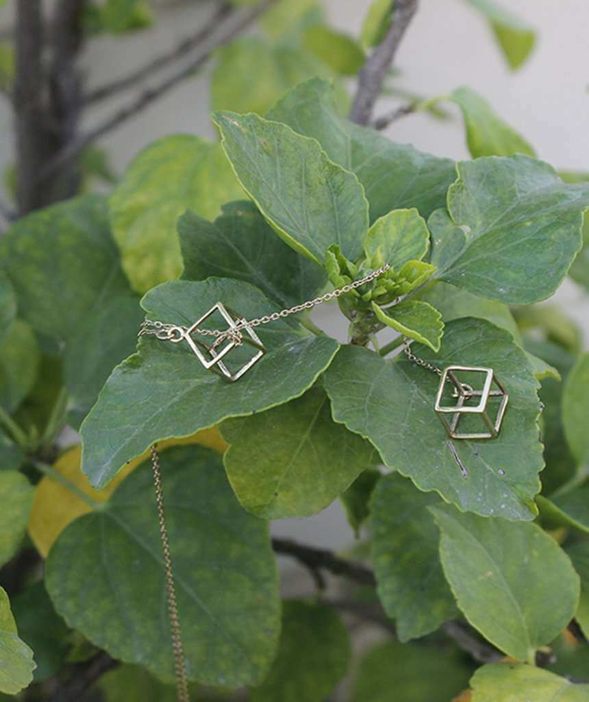 Gold Double Square Classic Necklace