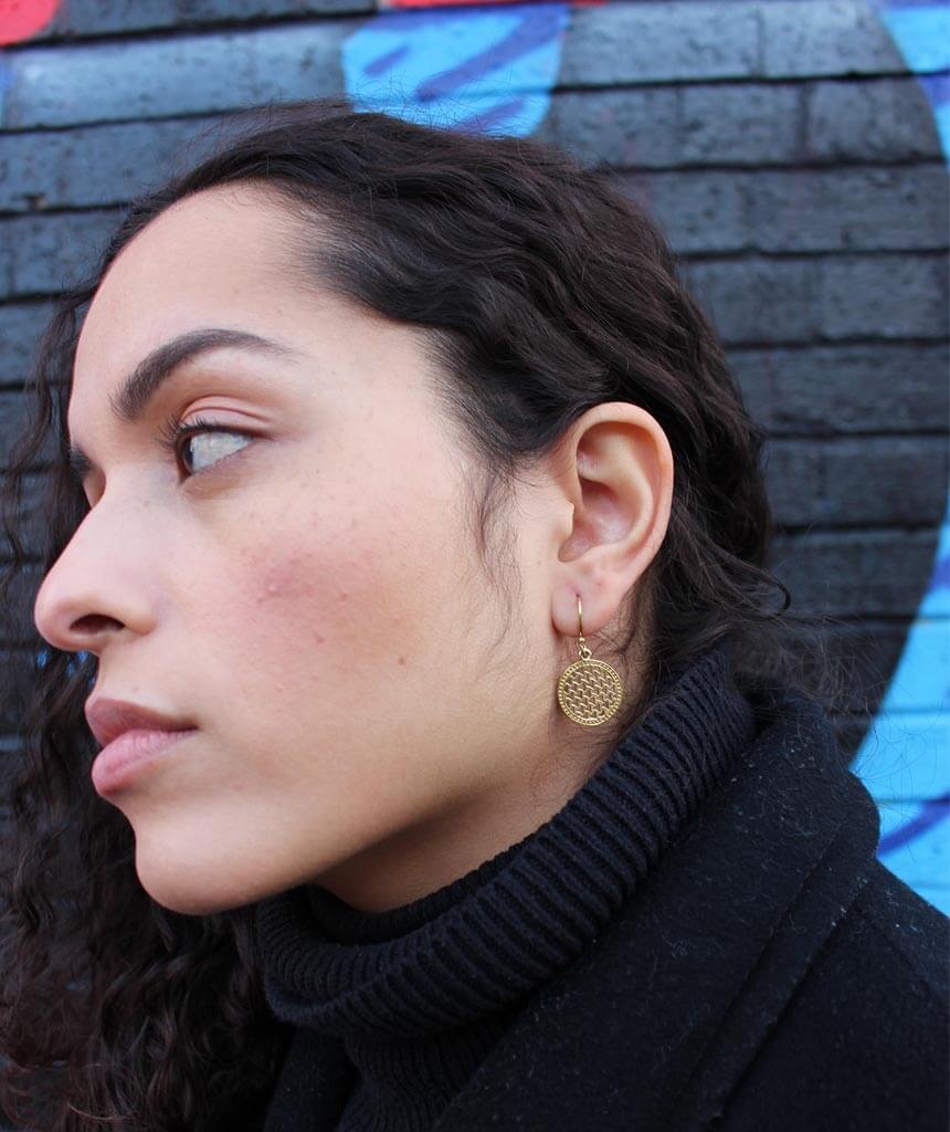 Gold Drop Circle Earrings