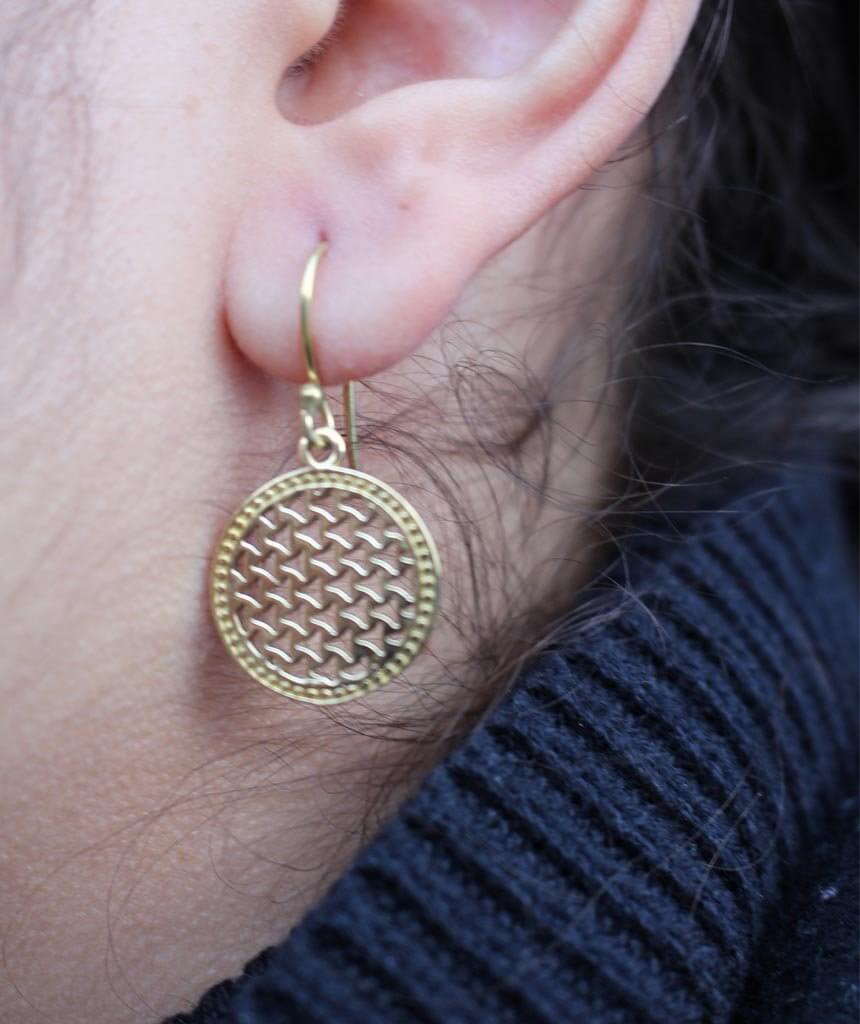 Gold Drop Circle Earrings