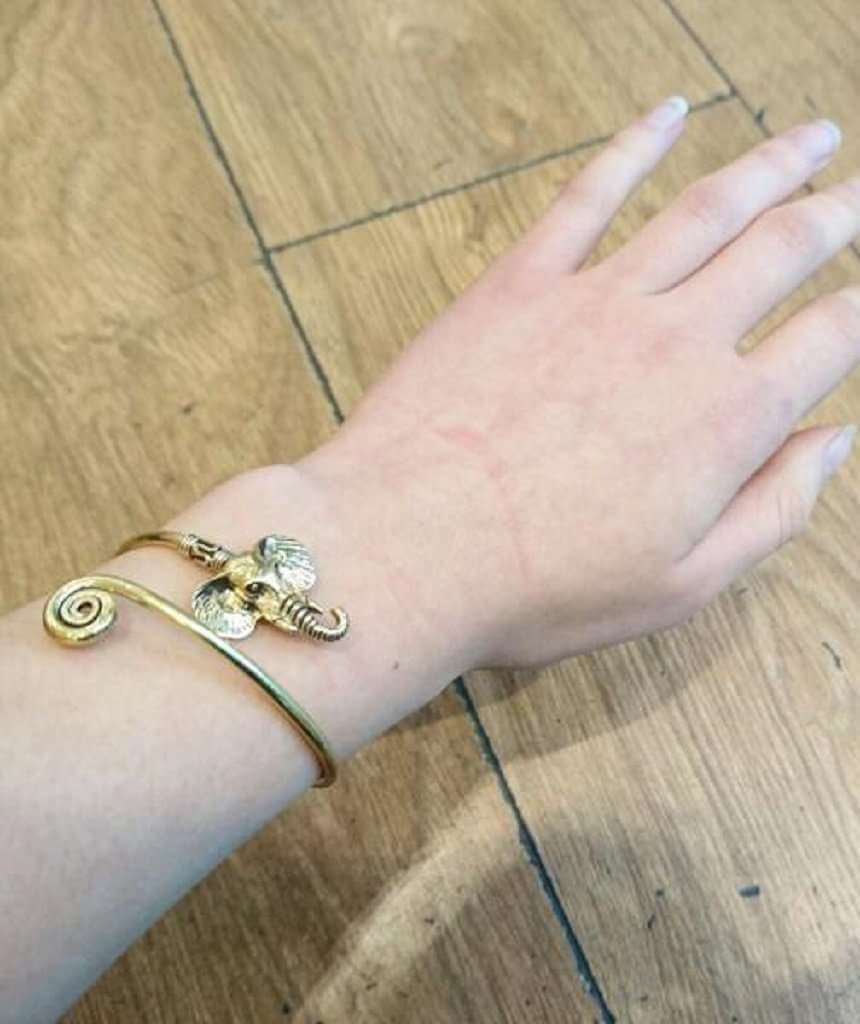 Gold Elephant Bangle Bracelet