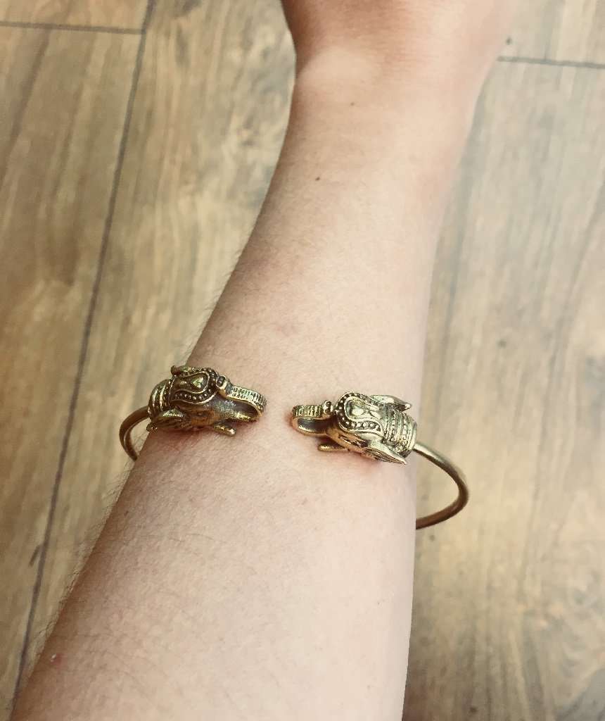 Gold Elephant Bangle Bracelet