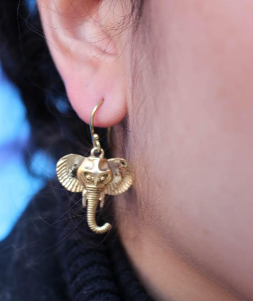 Gold Elephant Earrings