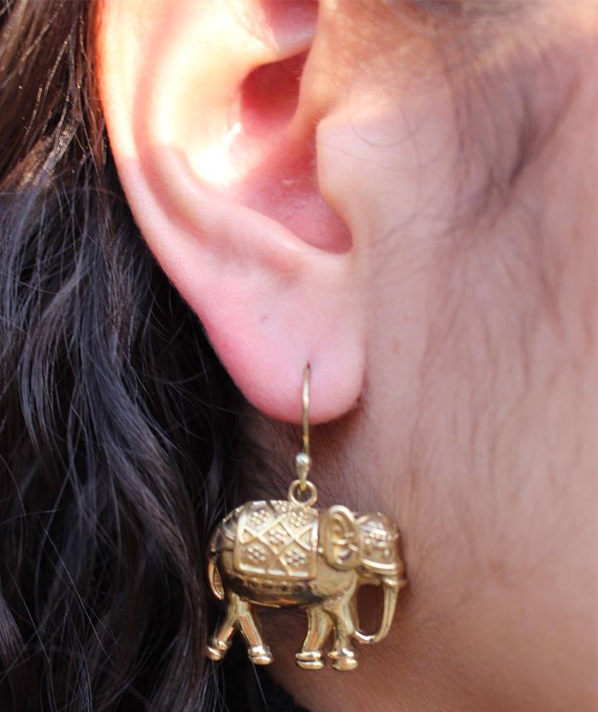 Gold Elephant Earrings