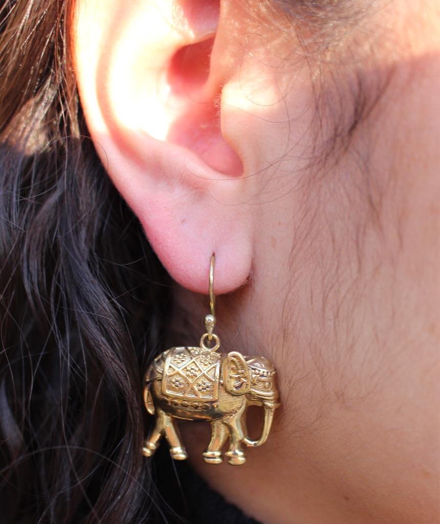Gold Elephant Earrings