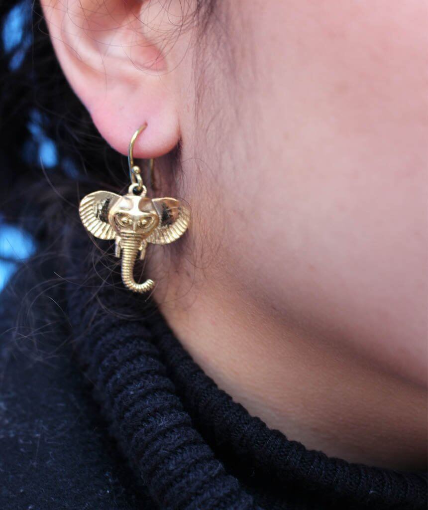 Gold Elephant Earrings