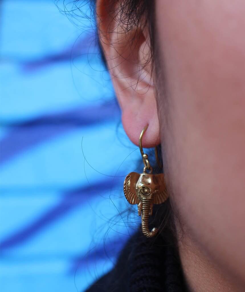 Gold Elephant Earrings