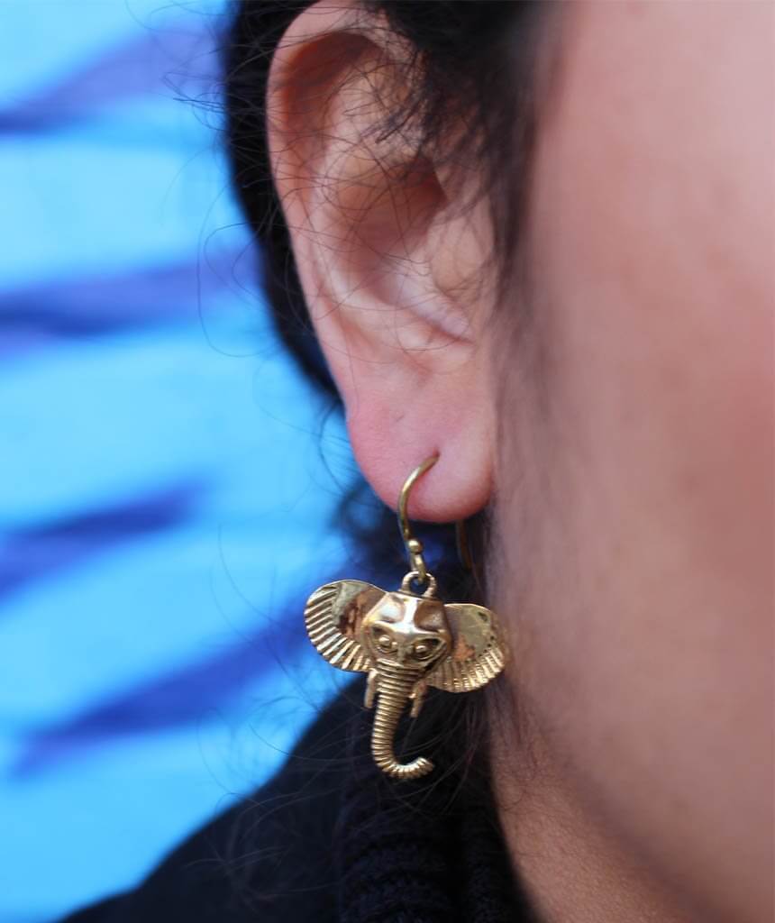 Gold Elephant Earrings