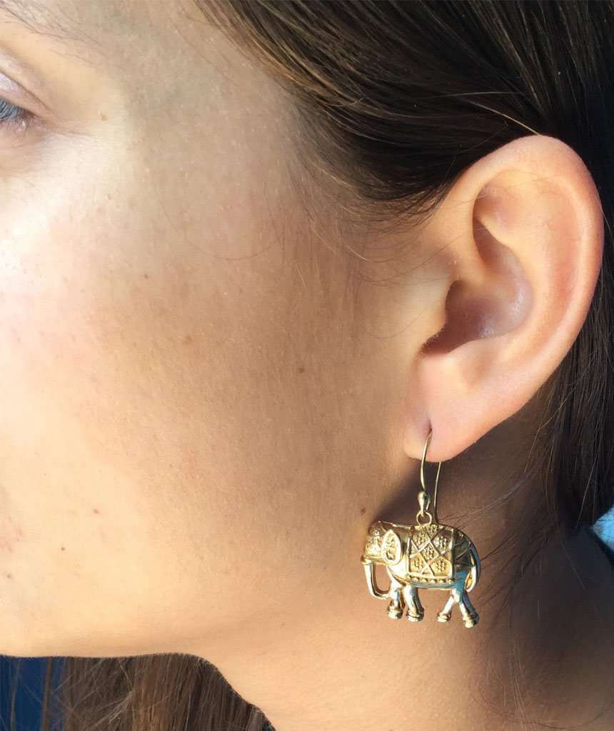 Gold Elephant Earrings