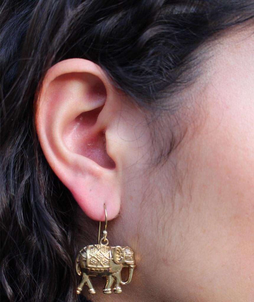 Gold Elephant Earrings