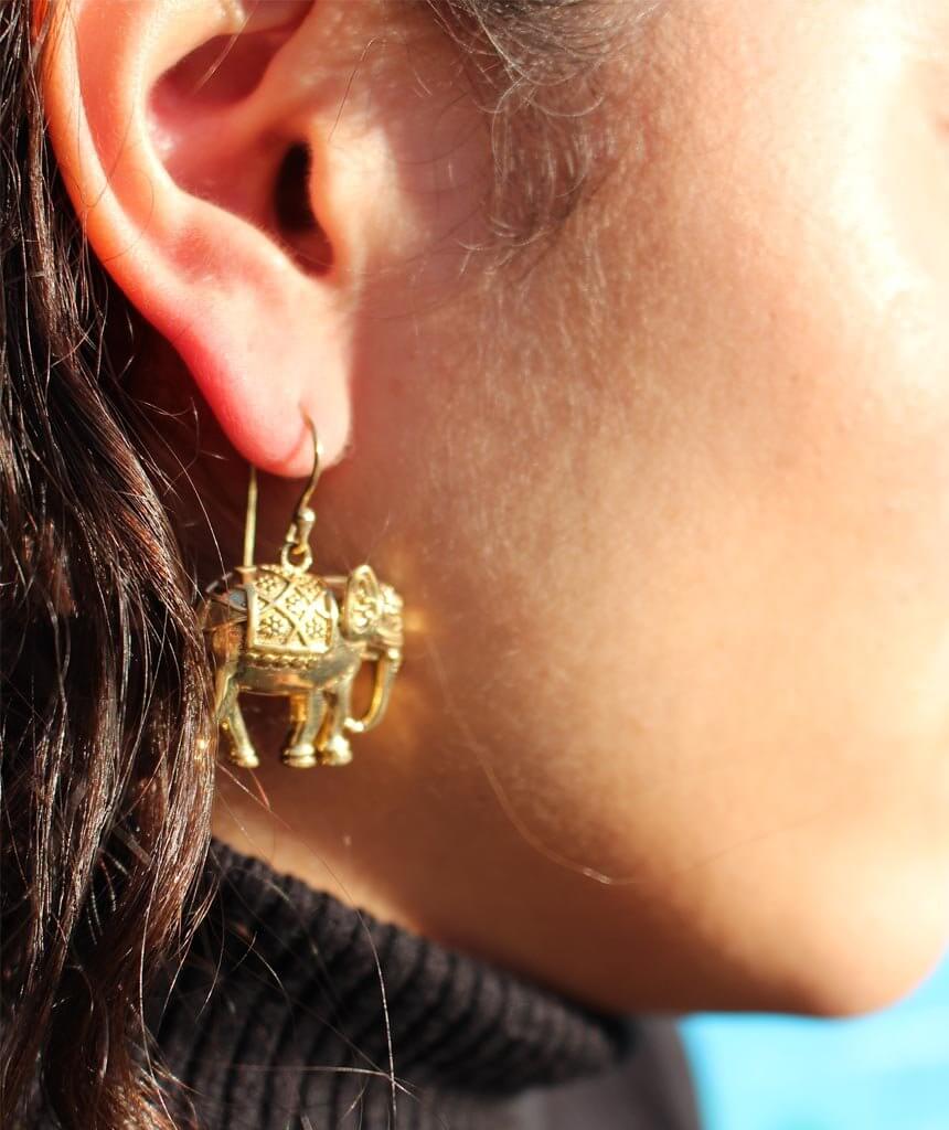 Gold Elephant Earrings