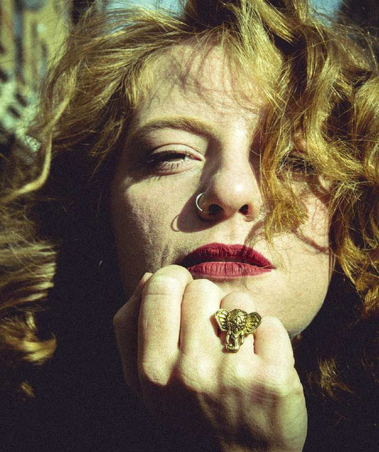 Gold Elephant Head Ring