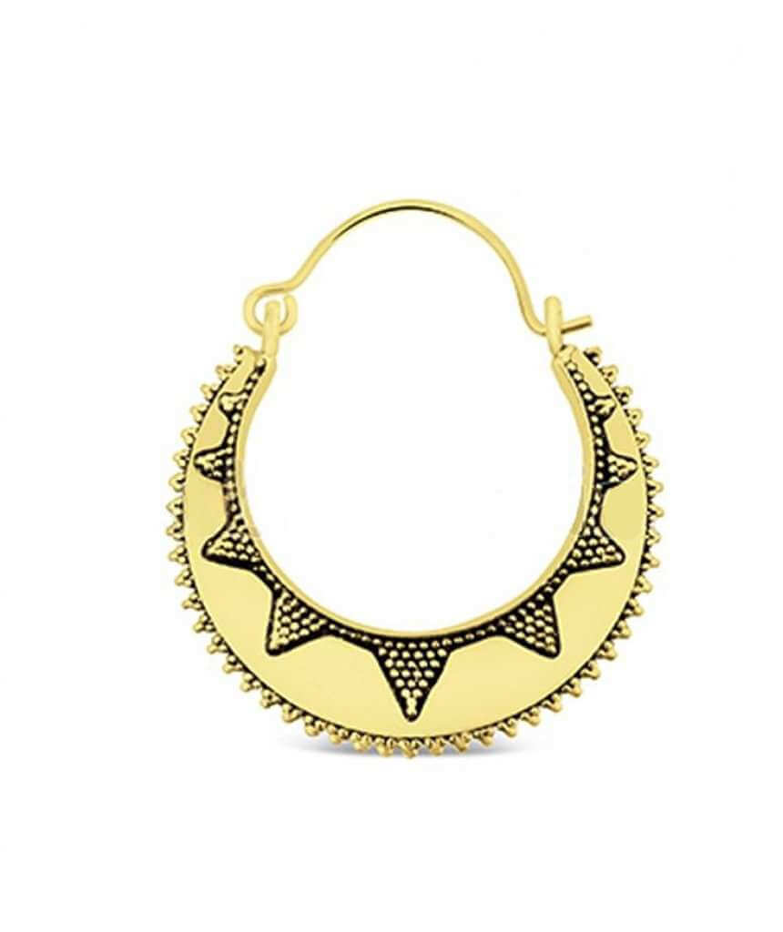 Gold Extra Large Semi Circular Sun Earrings