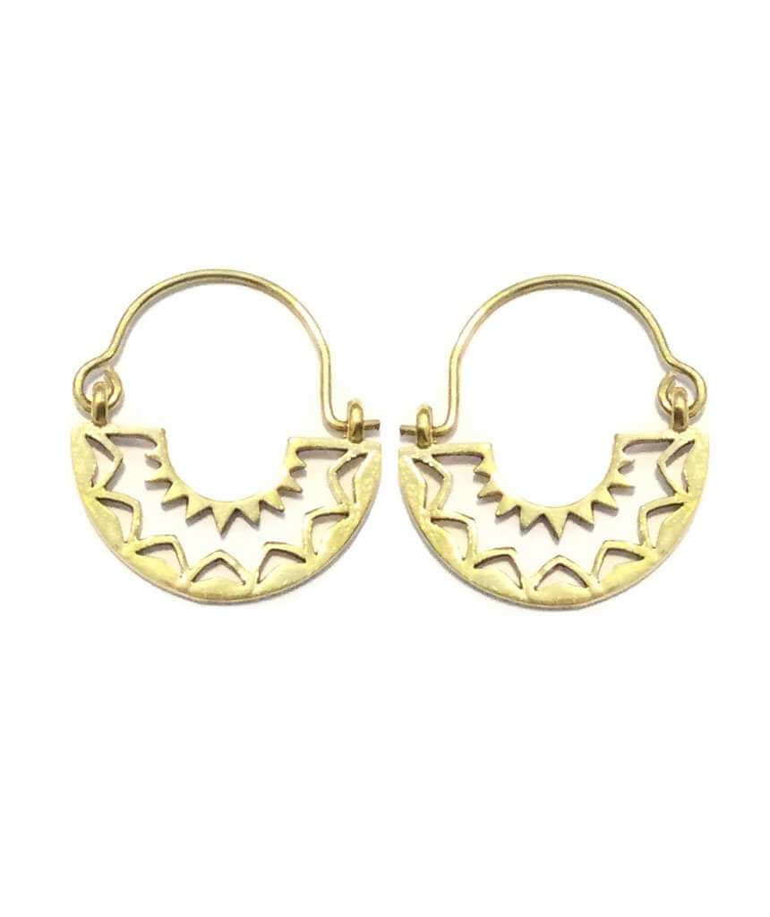 Gold Fan Earrings with Triangular Design