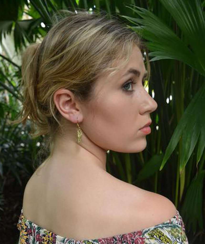 Gold Feather Drop Earrings