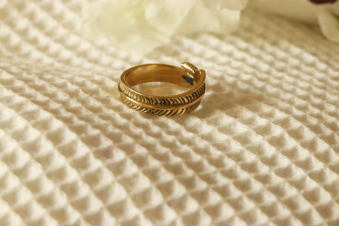 Gold Feather Ring