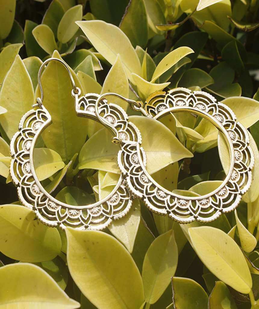 Gold Floral Hoop Earrings