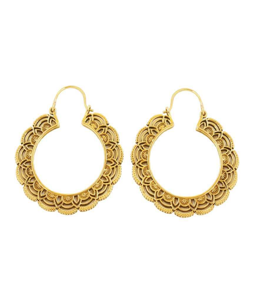Gold Floral Hoop Earrings