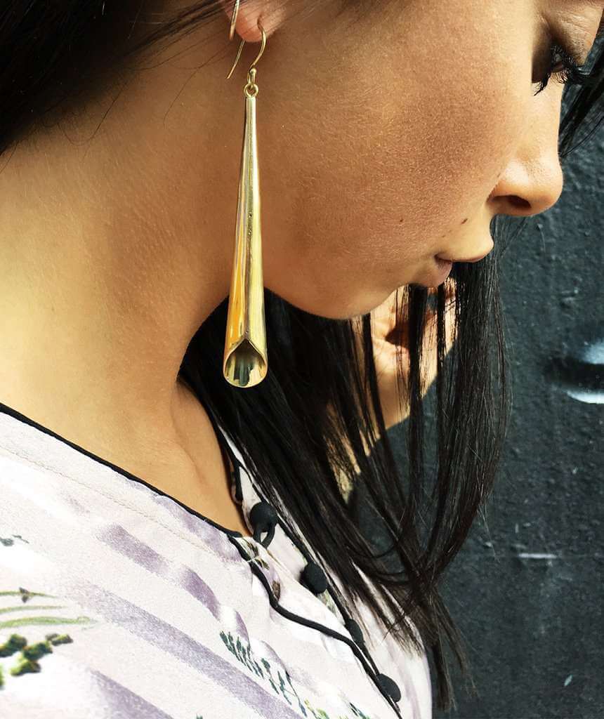 Gold Flute Earrings