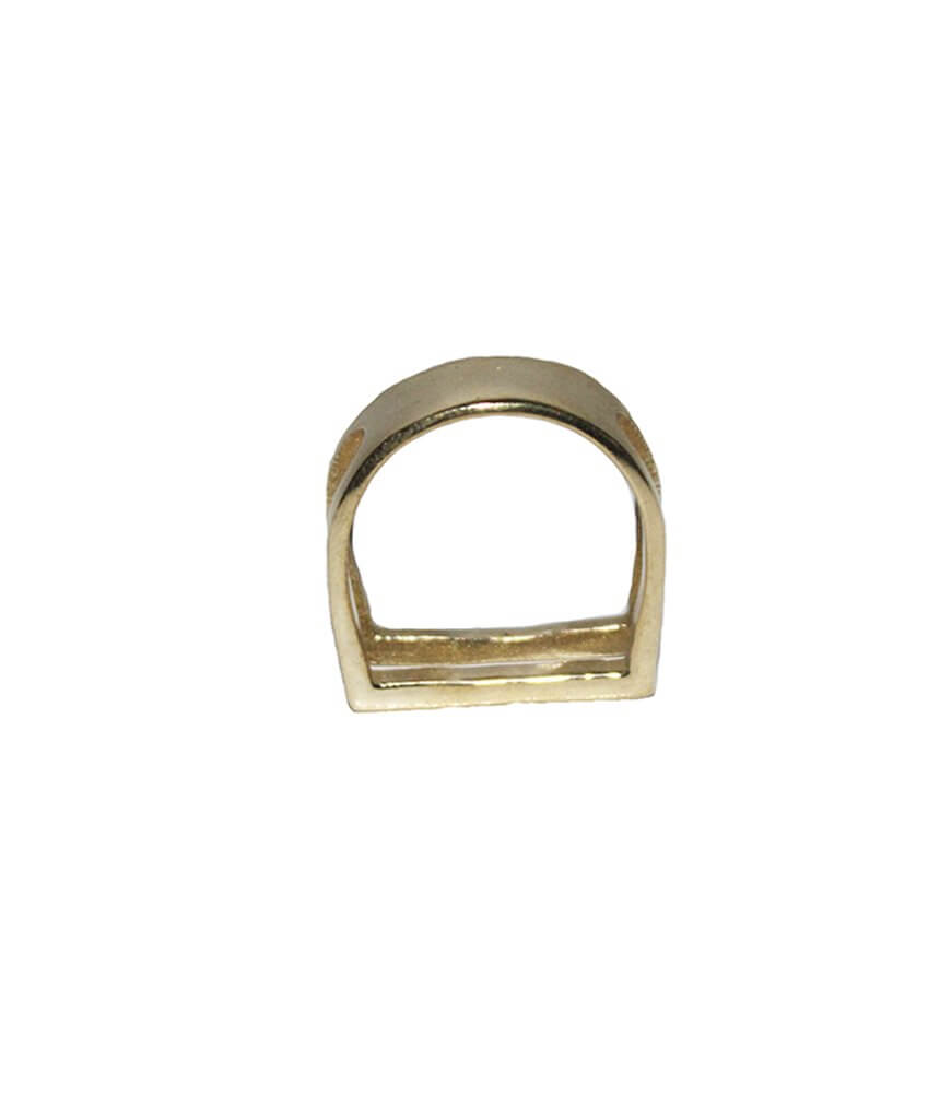 Gold Geometric Square Ring