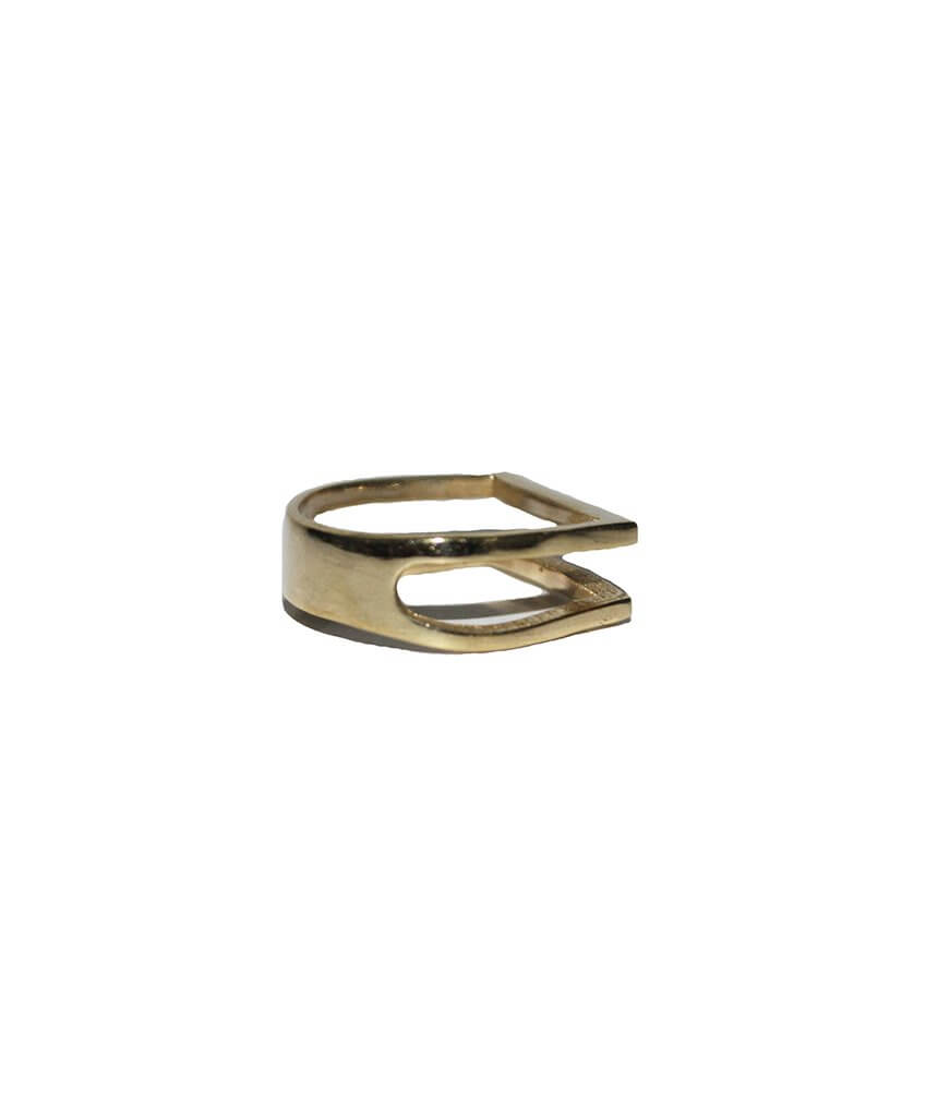 Gold Geometric Square Ring