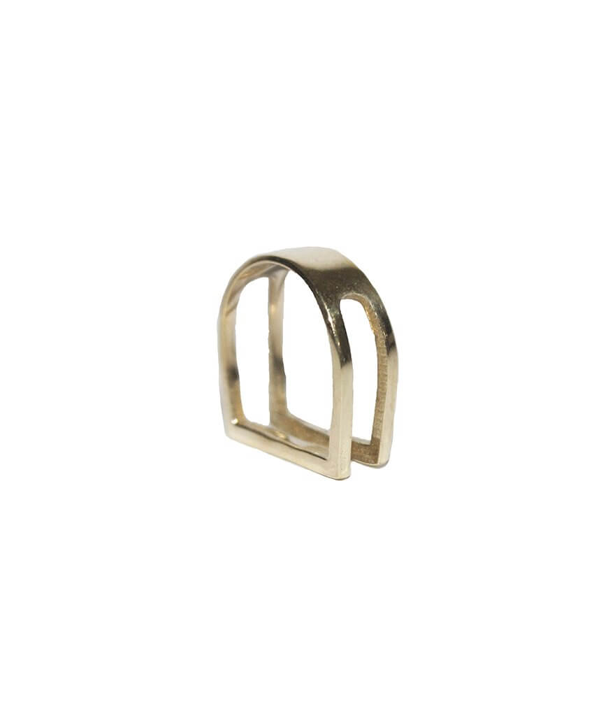 Gold Geometric Square Ring