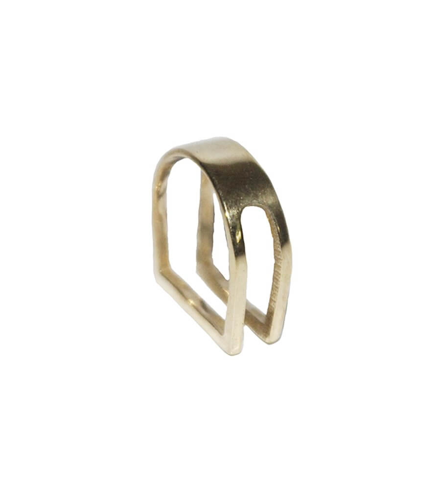 Gold Geometric Square Ring