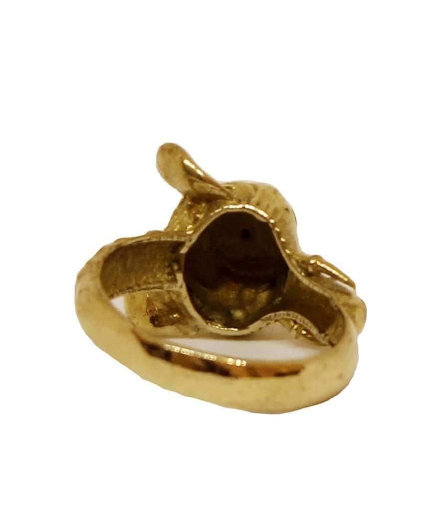 Gold & Green Elephant Ring with Semi Precious Stone