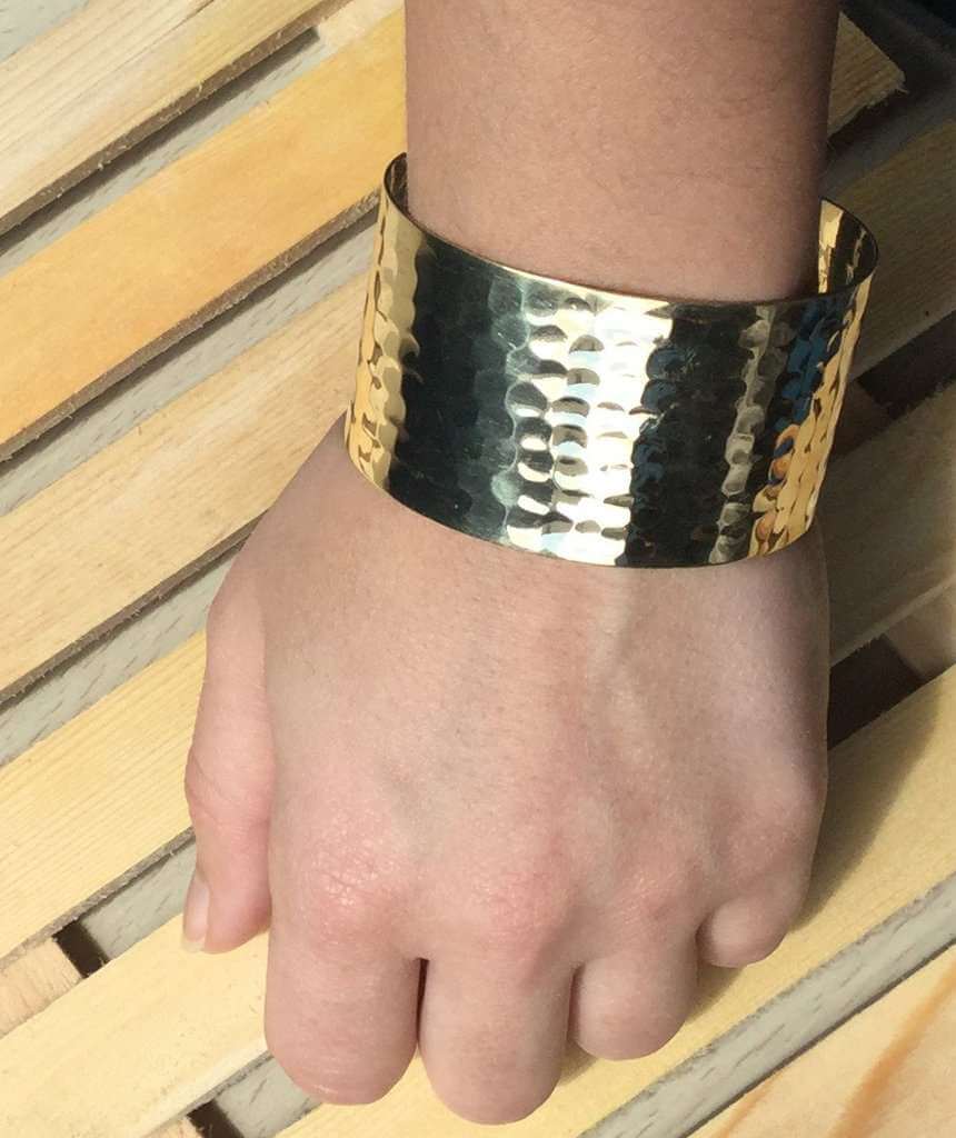 Gold Hammered Cuff Bracelet