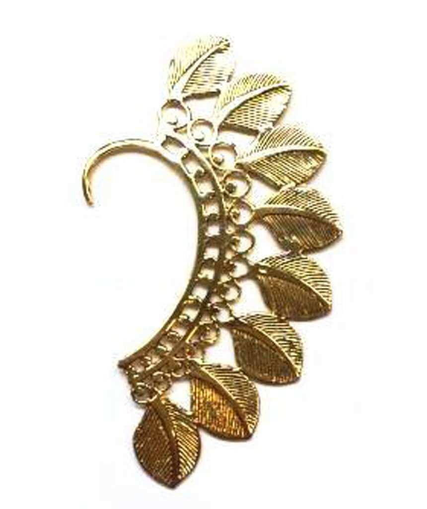 Gold Large Boho Feathers Earcuff