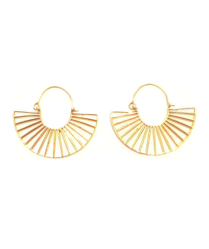 Gold Large Cleopatra Fan Earrings