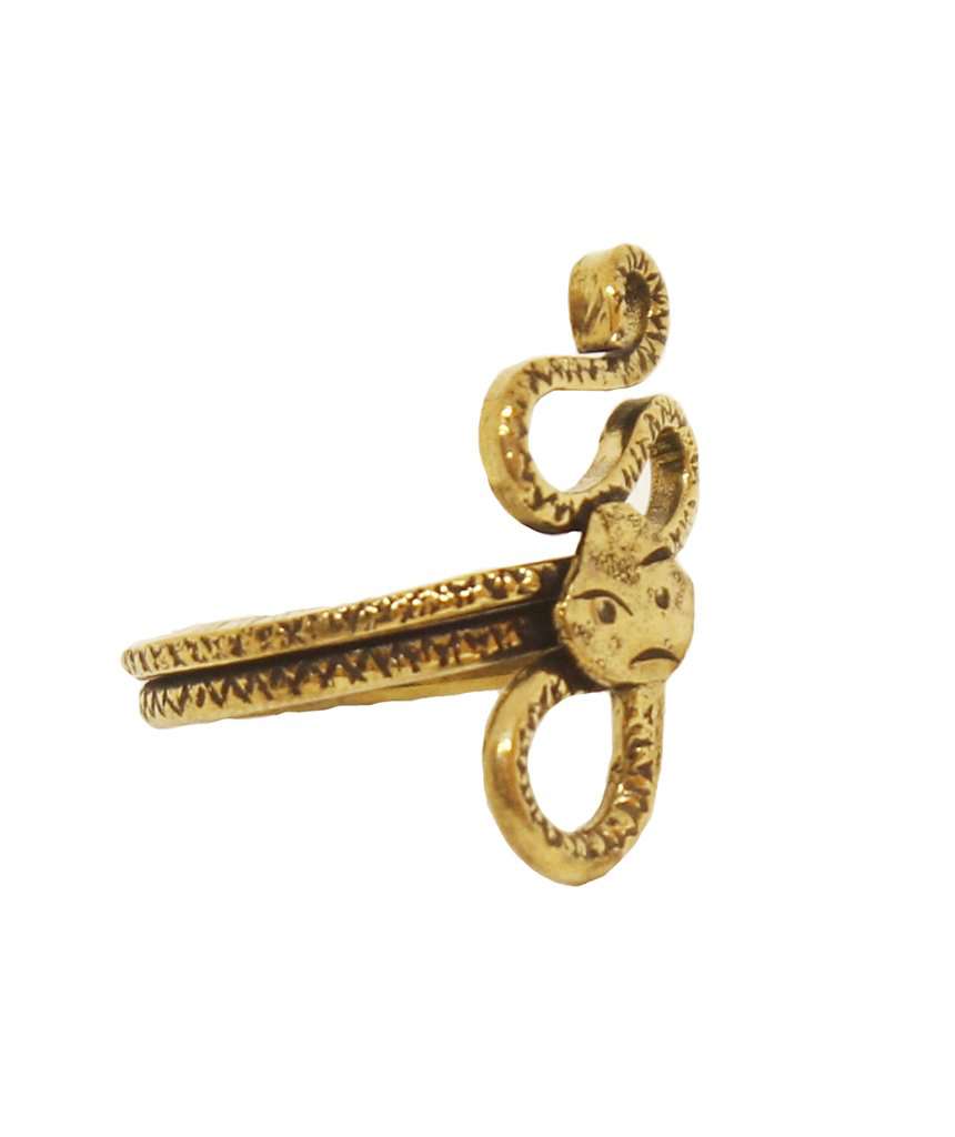 Gold Long Snake Statement Ring