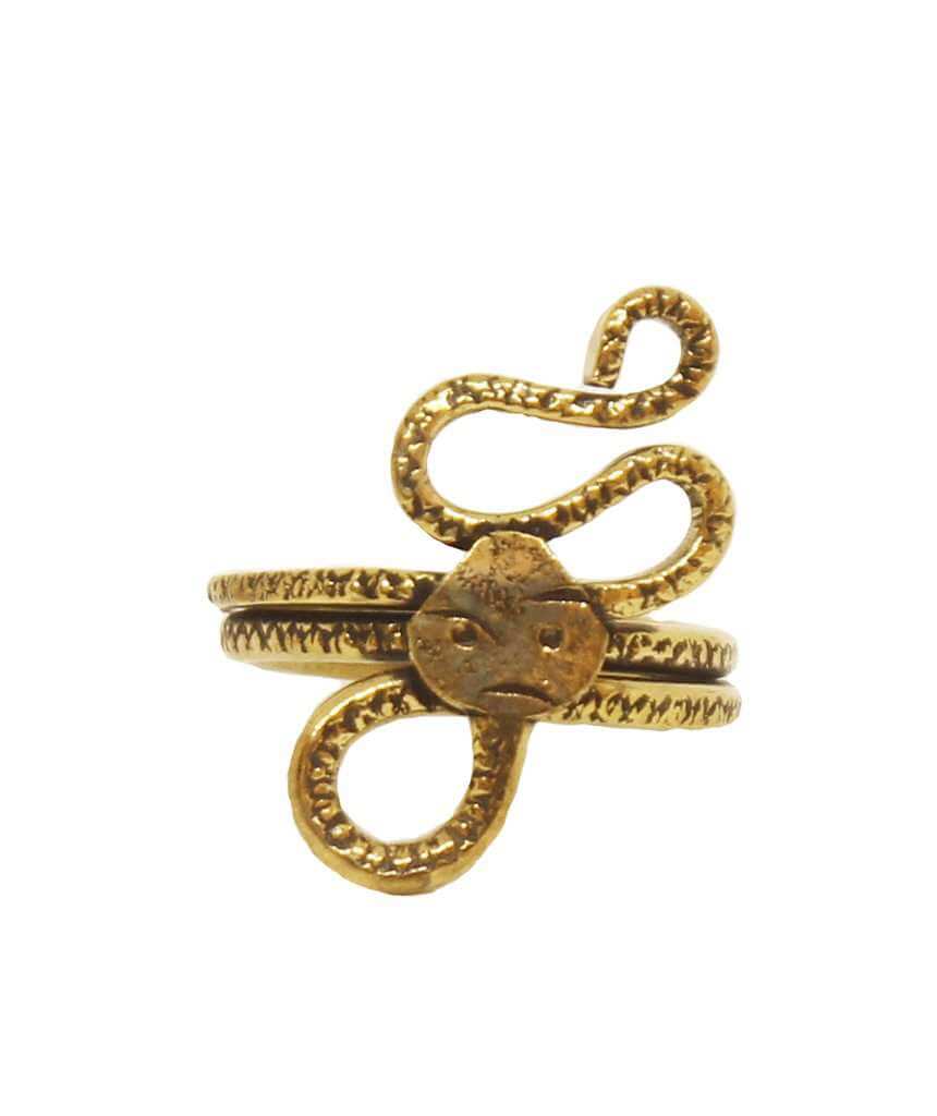 Gold Long Snake Statement Ring