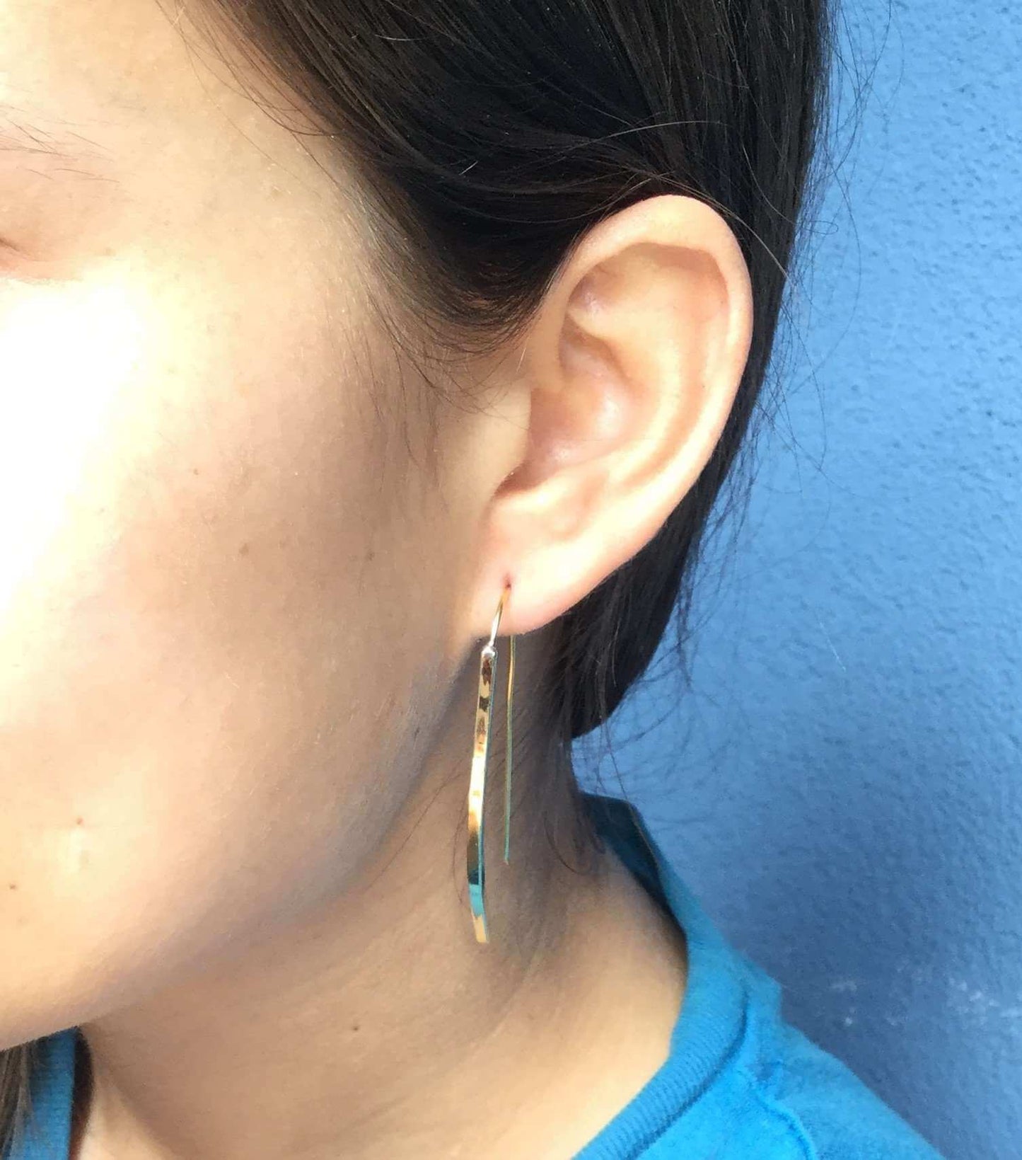 Gold Long Thin Earrings