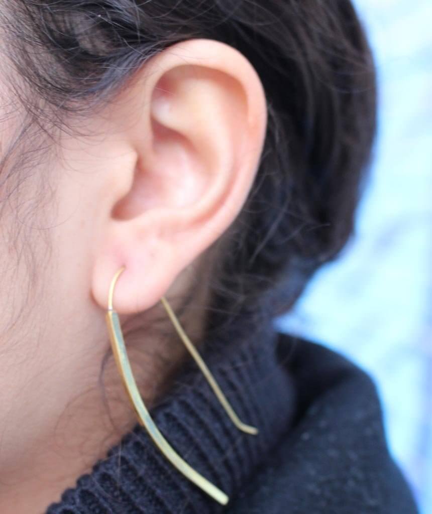 Gold Long Thin Earrings