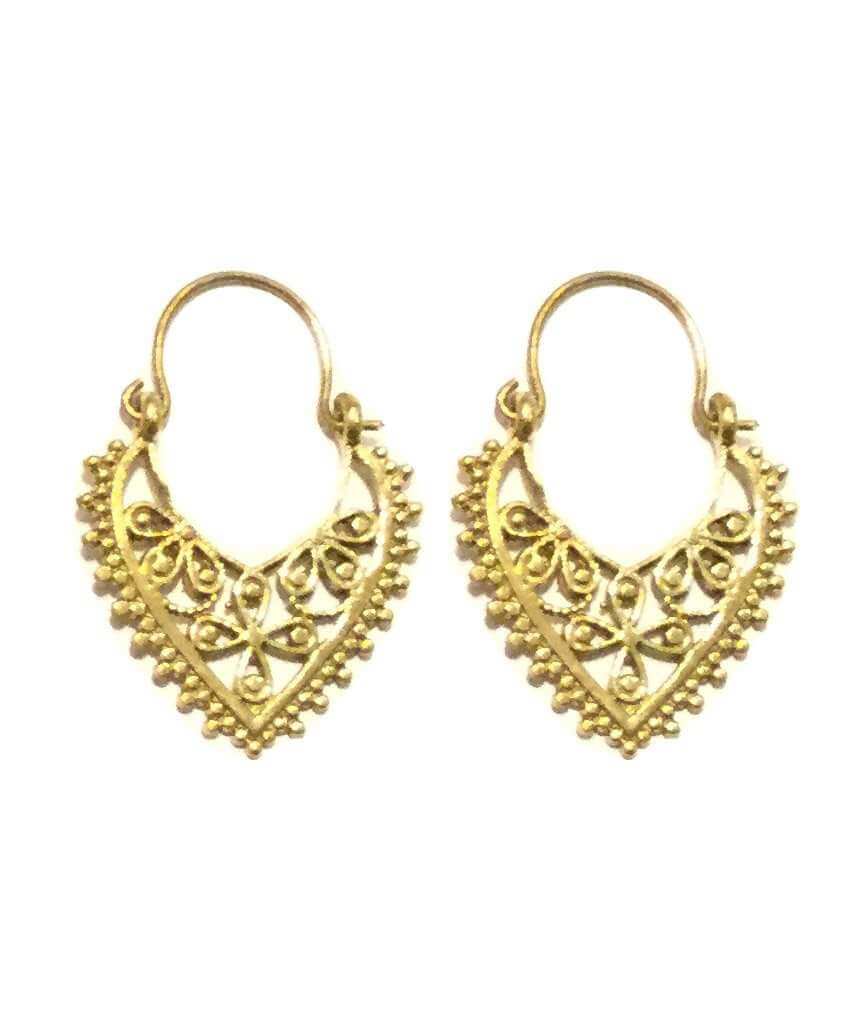 Gold Mandala Triangle Earrings