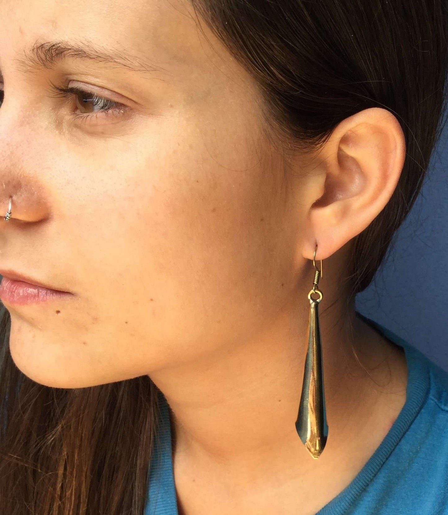 Gold Medium Flute Earrings