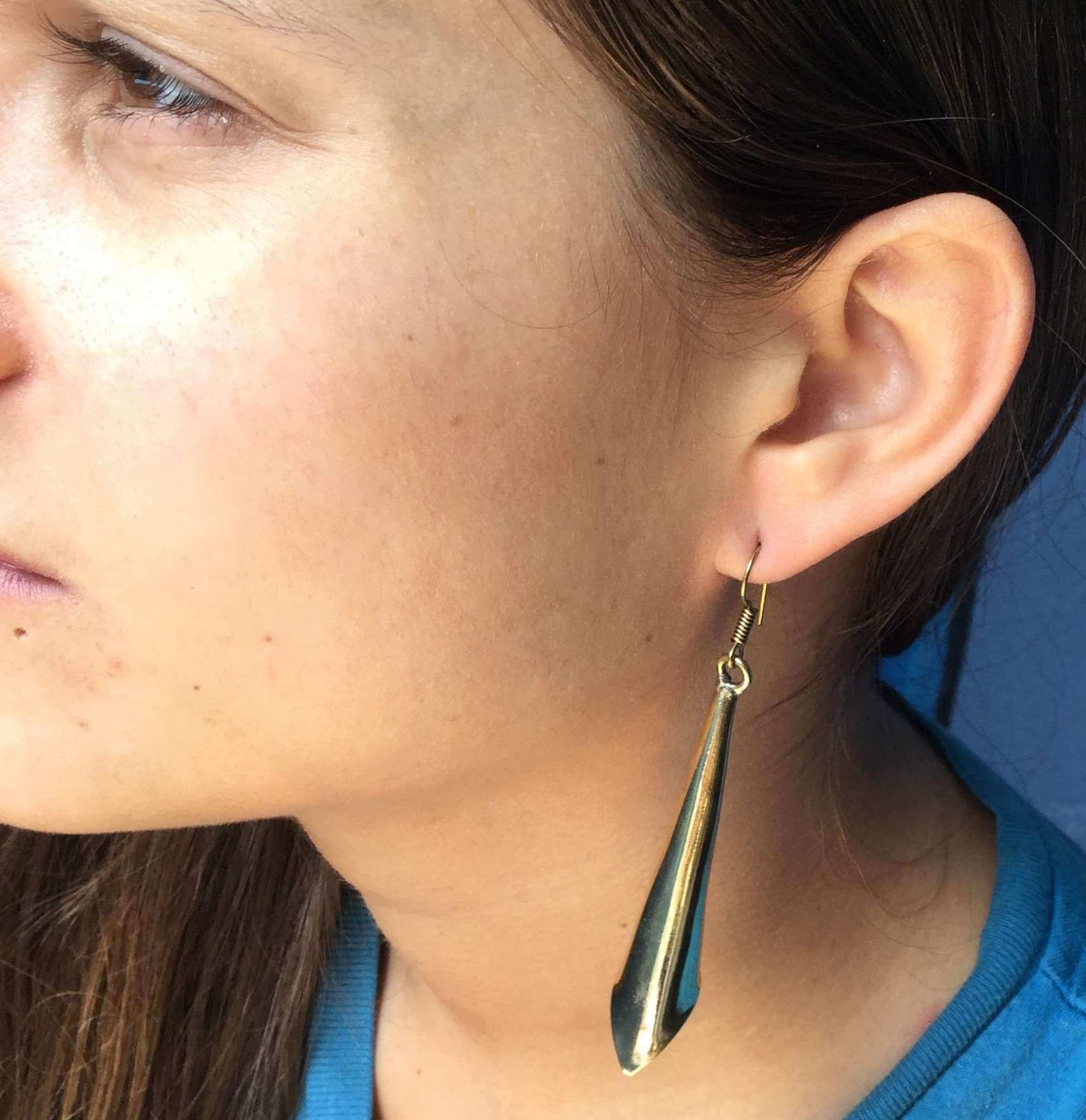 Gold Medium Flute Earrings