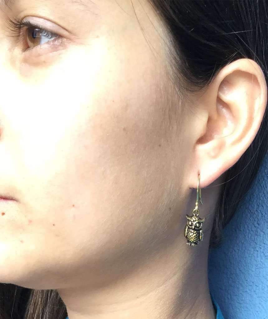Gold Mini Owl Earrings